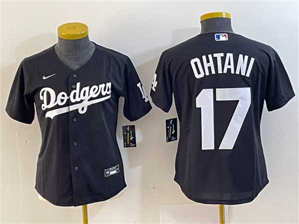 Womens Los Angeles Dodgers #17 Shohei Ohtani Black Stitched Jersey(Run Small)